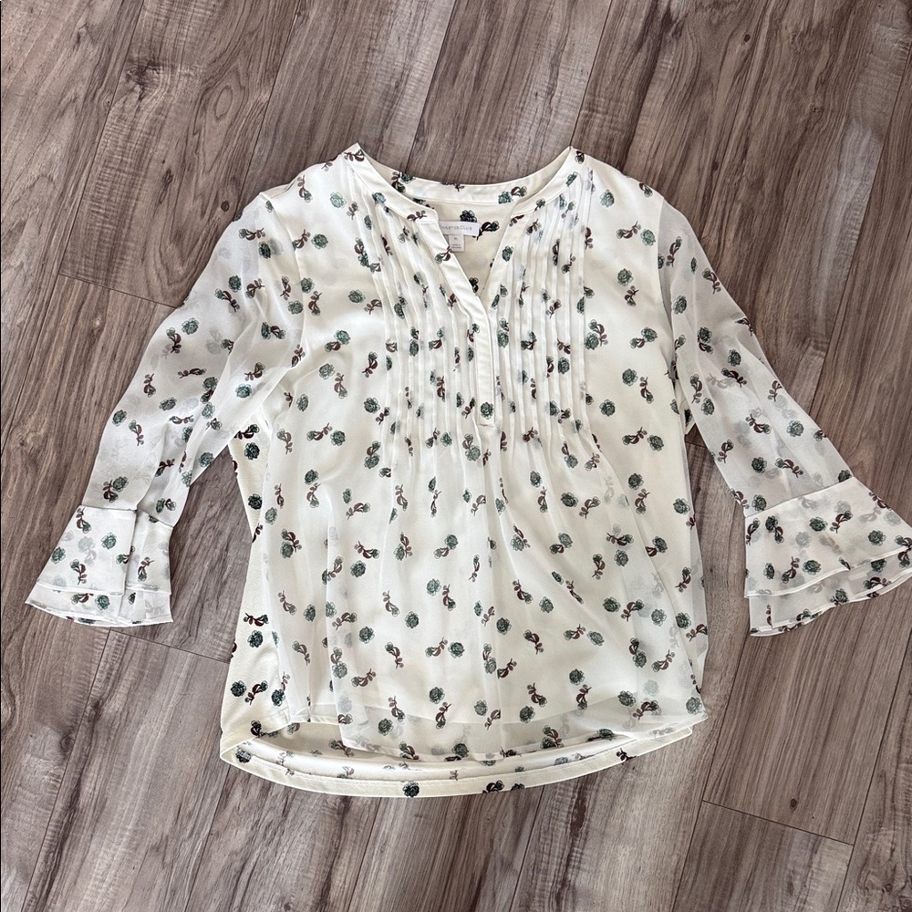 Charter Club White Floral Blouse